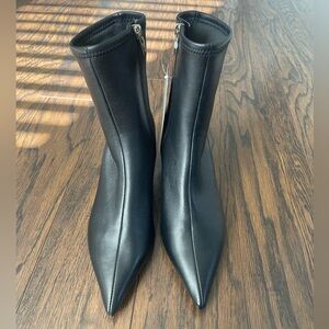 Mango Leather Kitten Heel Ankle Bootie